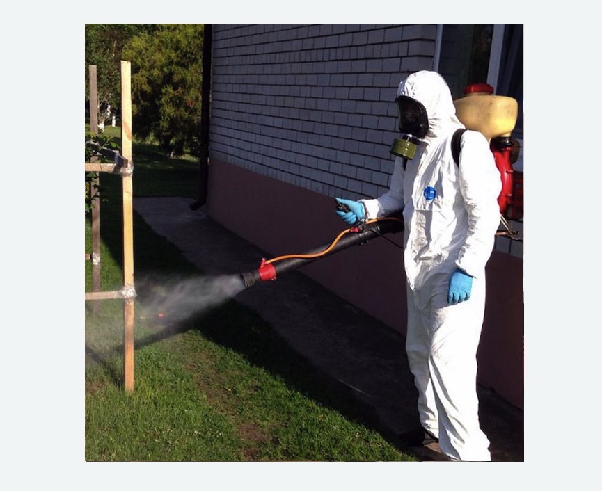 травля клещей на участке в Рославле